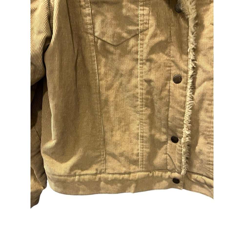 Vintage 90's Tan Sherpa Lined Corduroy Trucket Jacket Size Large Women's Casual - Picture 4 of 10